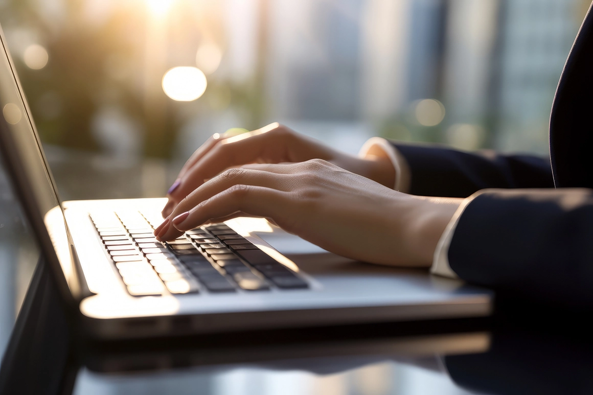 パソコンを打つ手